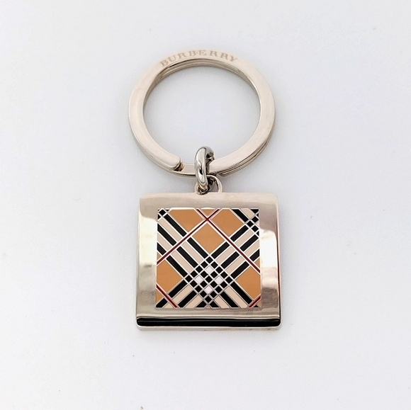 BURBERRY Nova Check Plaid Tan Square Multicolor Key Fob Keychain Men's Women’s - Picture 4 of 7